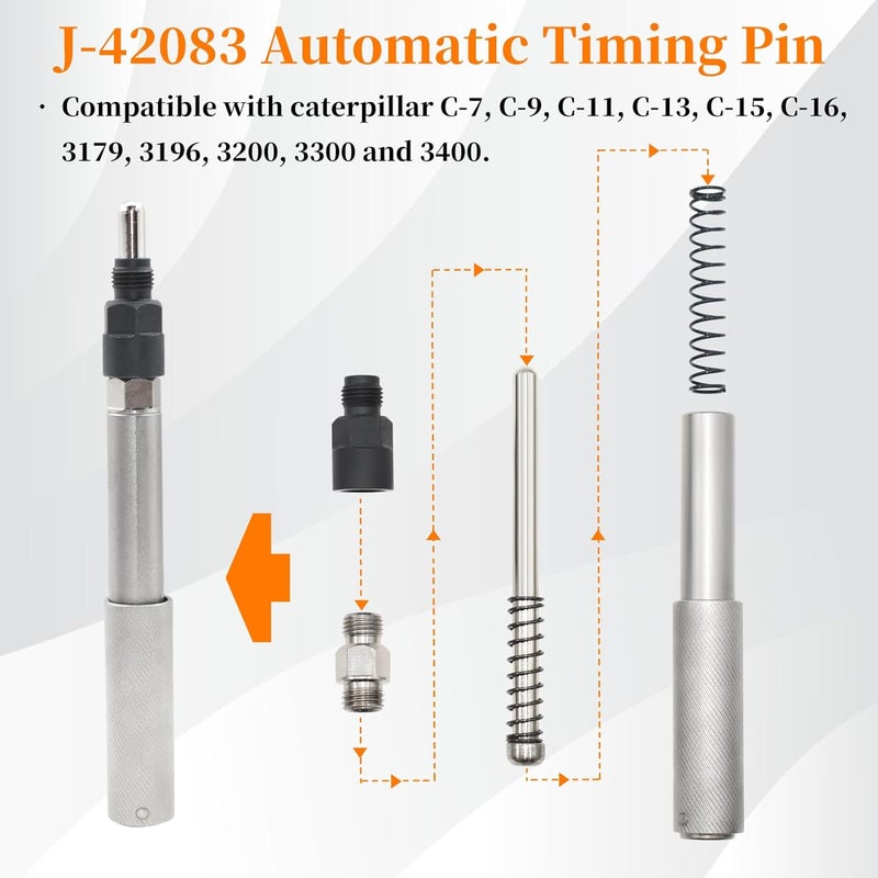 Yuesstloo 9U-6891 Injector Sleeve Remover Installer Set + J-42083 Automatic Timing Pin + 9U-7227 Injector Height Tool + J-38587-A Engine Barring Socket Fits for CAT Caterpillar 3406E C15 C16 Engines - Image 4